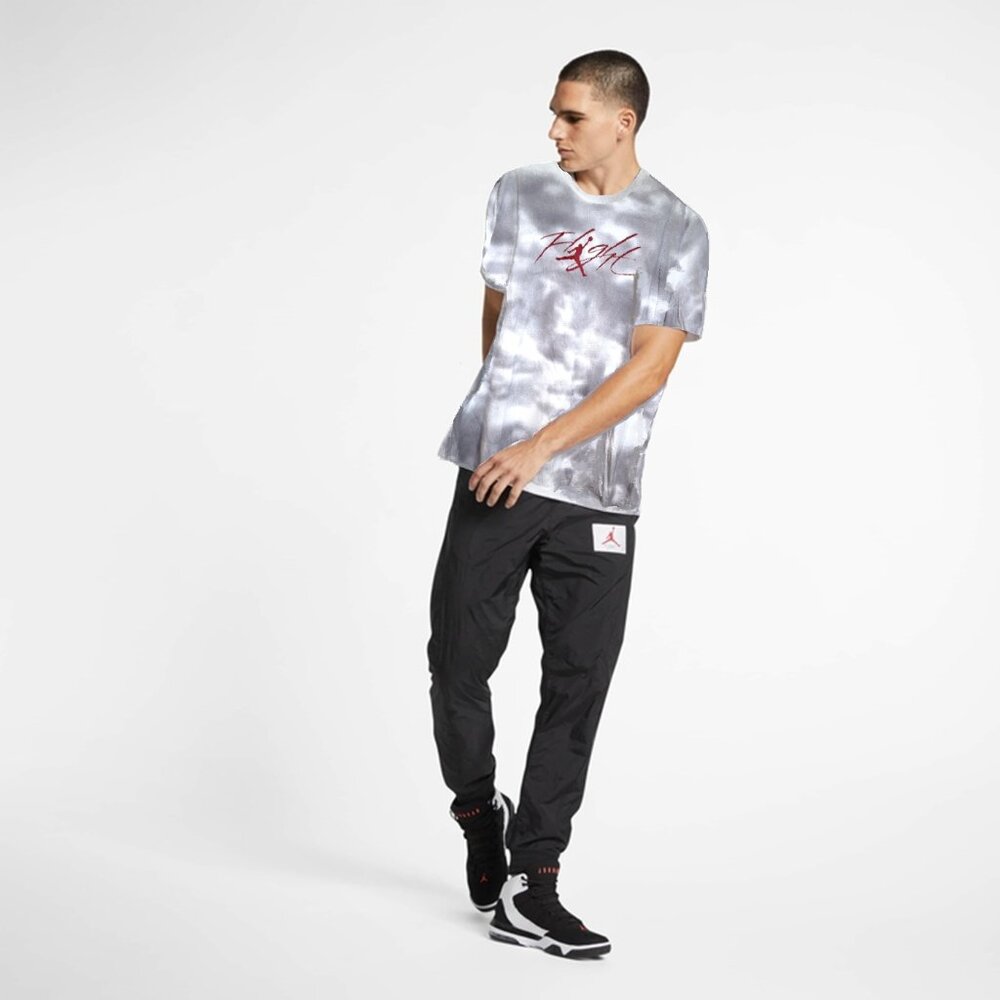 NIKE Air Jordan Jumpman Flight T-Shirt Sz 3XL Grey White Tie Dye with Red
